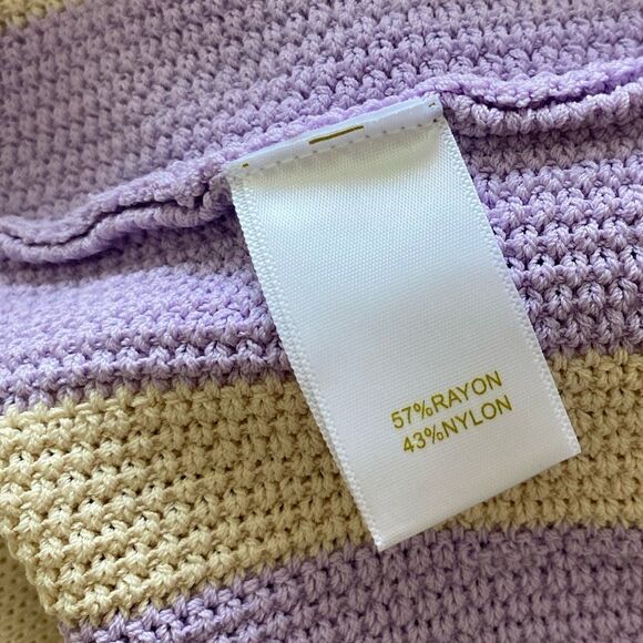 HOUSE OF HARLOW Dress NEW 1960 Knit Bodycon Sleeveless Purple Cream Stripe M - Picture 7 of 9